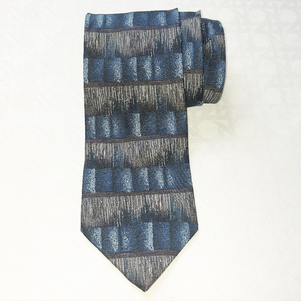 Kolte Men Classic Silk Necktie Blue Gray Bussiness Formal Wear Made In Italy
